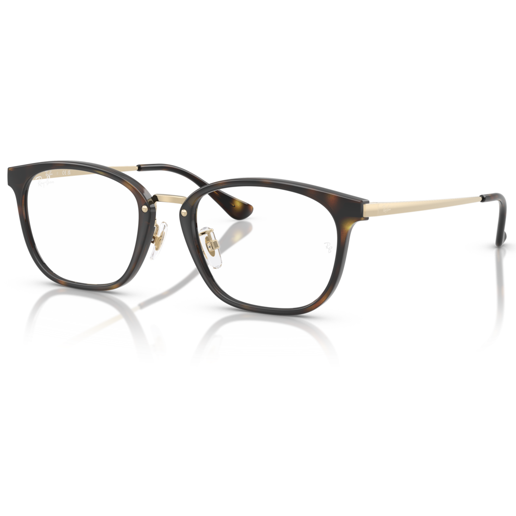【RayBan】RB7247D 8472-51mm 方框光學眼鏡(淺金色上點綴琥珀色)♣