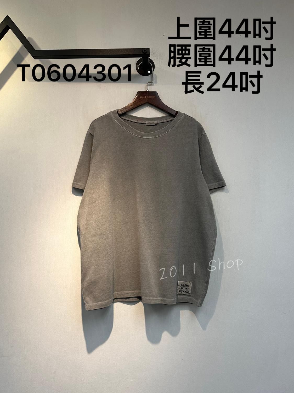 出口日本圓領淨色百搭T恤  上圍44吋 腰圍44吋 長24吋  T0604301