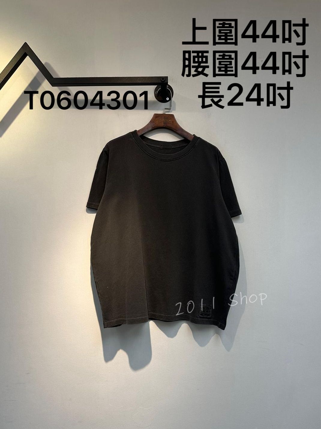 出口日本圓領淨色百搭T恤  上圍44吋 腰圍44吋 長24吋  T0604301