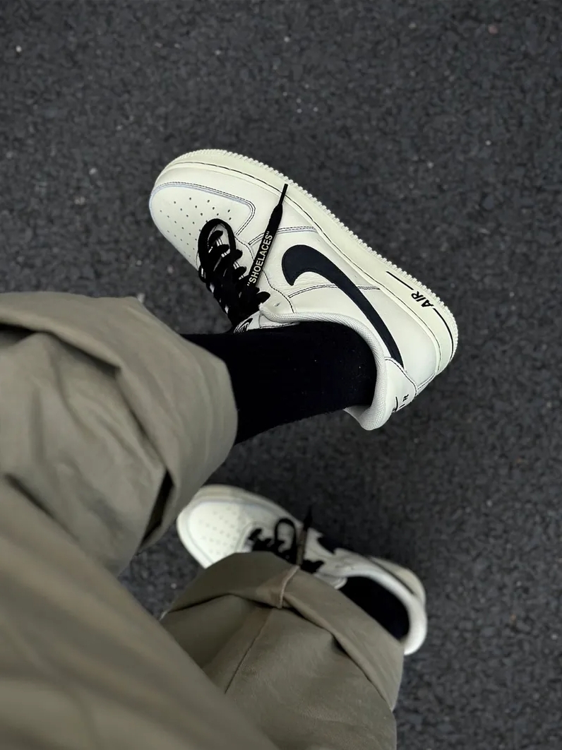 Nike Air Force 1 AF1 米黃黑勾 米黃色 黑勾 皮革 男款 HQ2037200