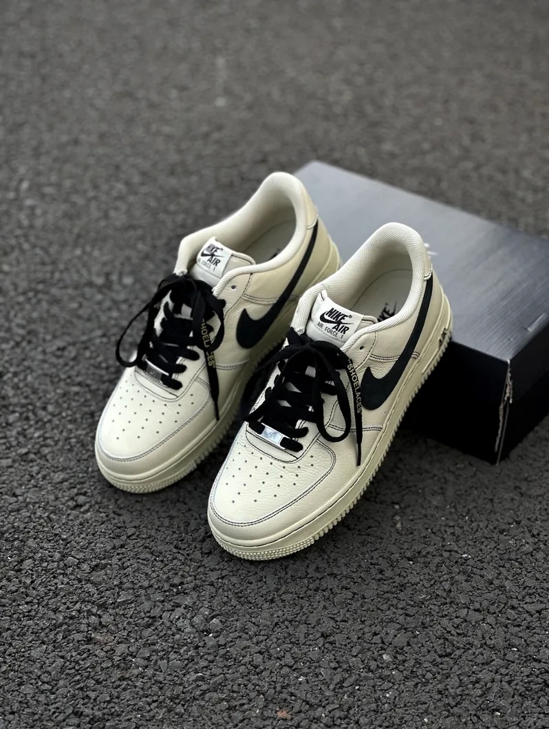 Nike Air Force 1 AF1 米黃黑勾 米黃色 黑勾 皮革 男款 HQ2037200