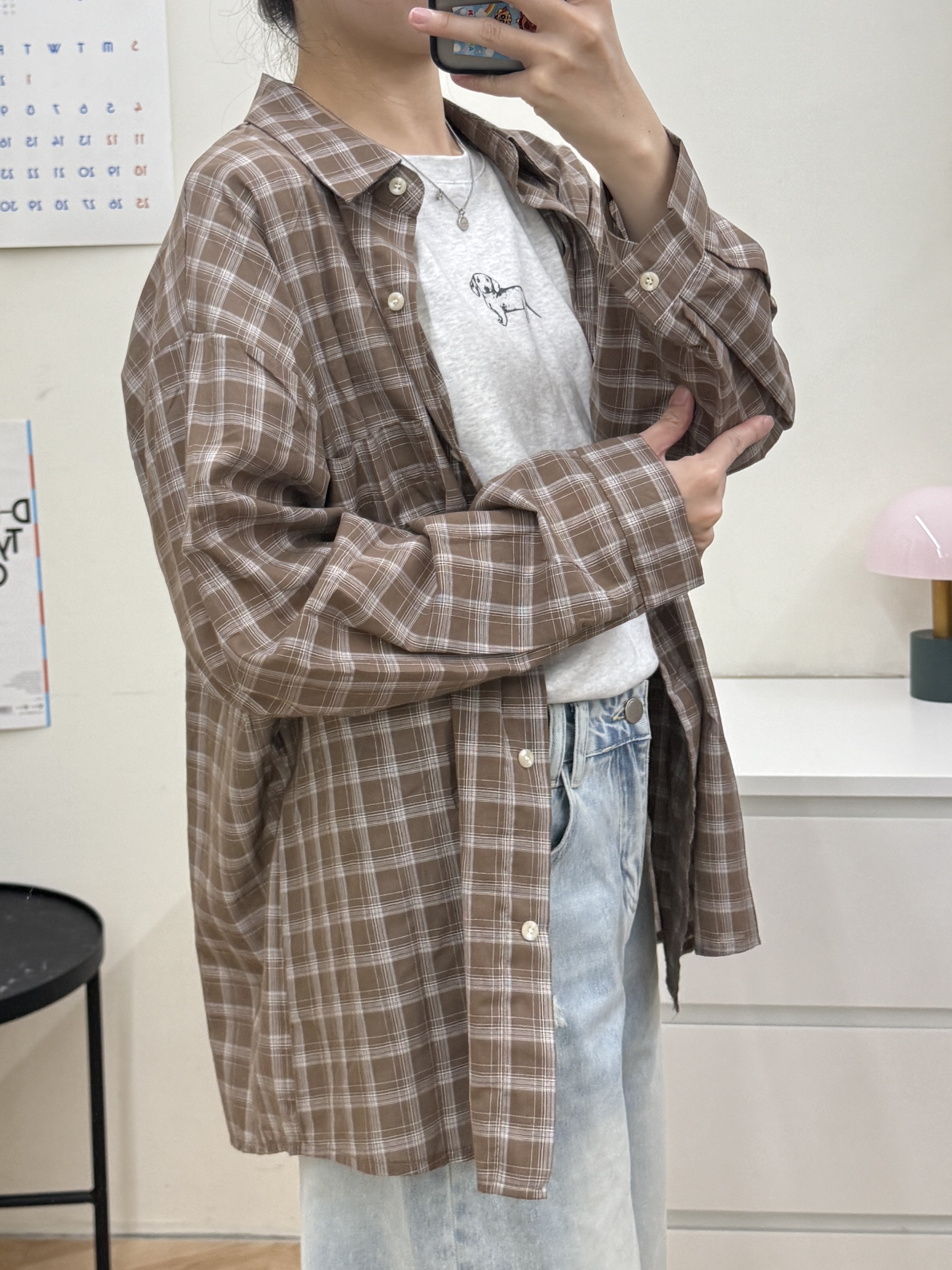口袋格紋襯衫*3色