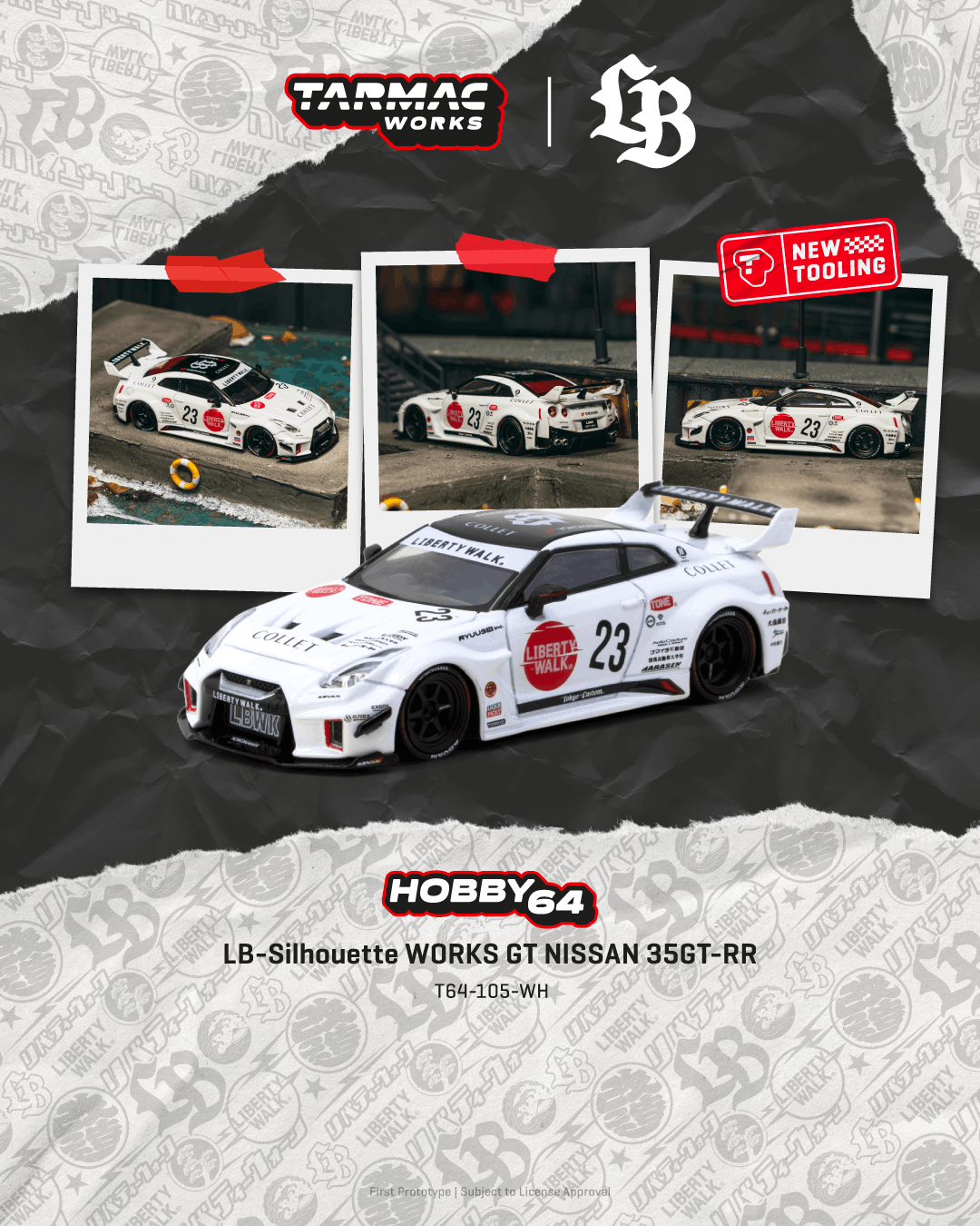 PO-$167 * TARMAC * 1:64 LB-Silhouette WORKS GT NISSAN 35GT-RR White