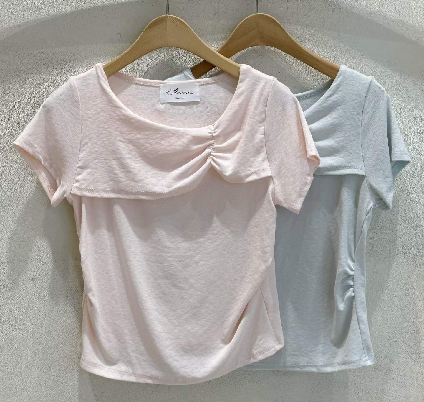 SU6144 簡約小抓皺軟綿棉Tee