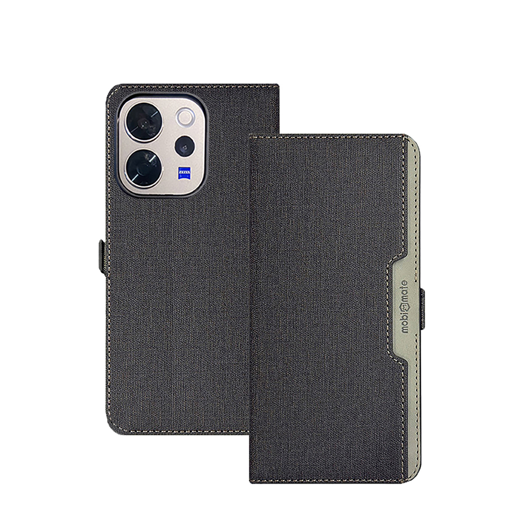 Mobi Mate vivo V70 側掀站立式皮套-黑
