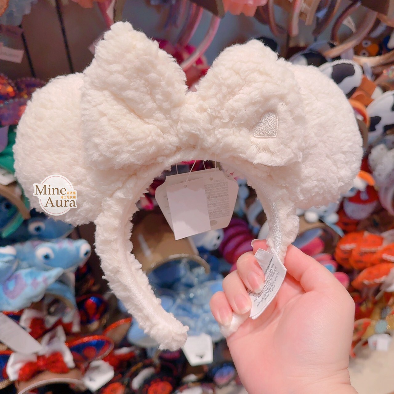 米妮 Minnie 立體耳朵 QQ毛 羊羔絨 造型 髮圈 髮箍 -香港迪士尼樂園