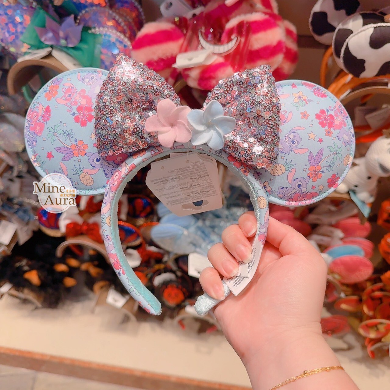 史迪奇 Stitch 米妮 Minnie 蝴蝶結 立體耳朵 花朵造型 髮圈 髮箍 星際寶貝 Lilo & Stitch -香港迪士尼樂園