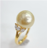 [B] GEMZ & CO OYP S925 Seawater Core-Containing South Sea Golden Pearl, Tiffany Classic Women's Ring 12mm, 241231000076 (P57)