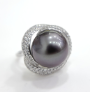 [B] GEMZ & CO OYP New Seawater Core Tahitian Round Iridescent Women's Ring 12mm+, 241105131477 (P56)