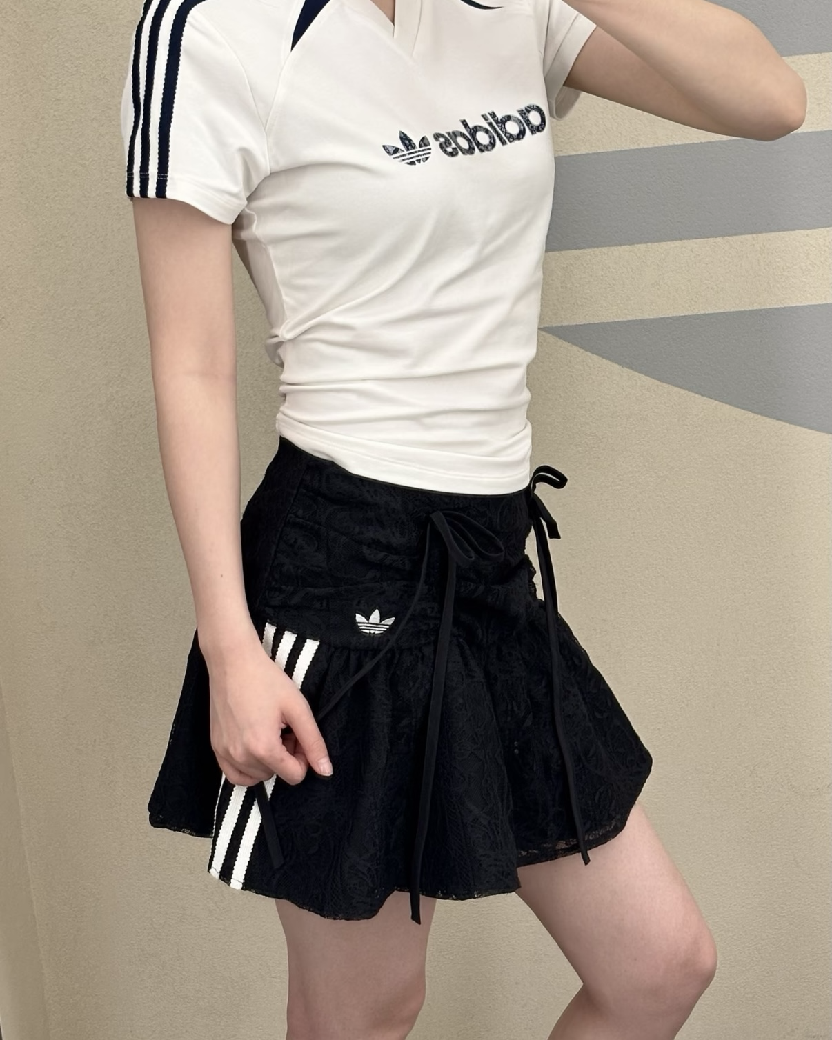 ADIDAS ORIGINALS LACE SKIRT 蕾絲短裙 褲裙 有安全褲 黑色 白色