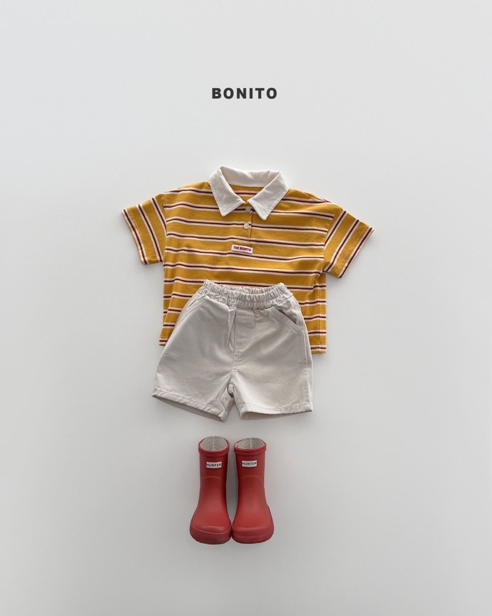 Bonito 格條紋拼色 POLO 領上衣 / 2色