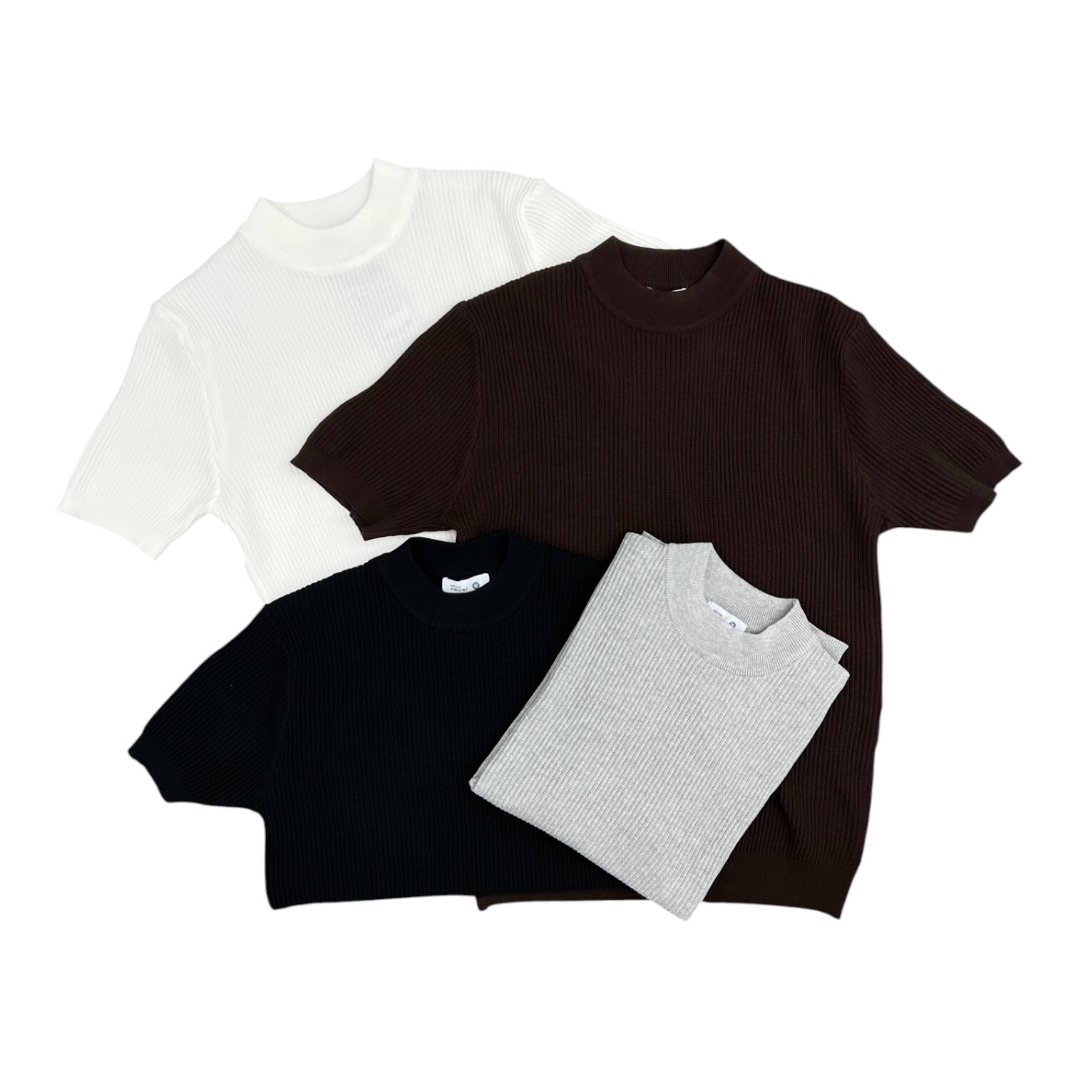 《S.V》顯壯合身圓領素面針織短T