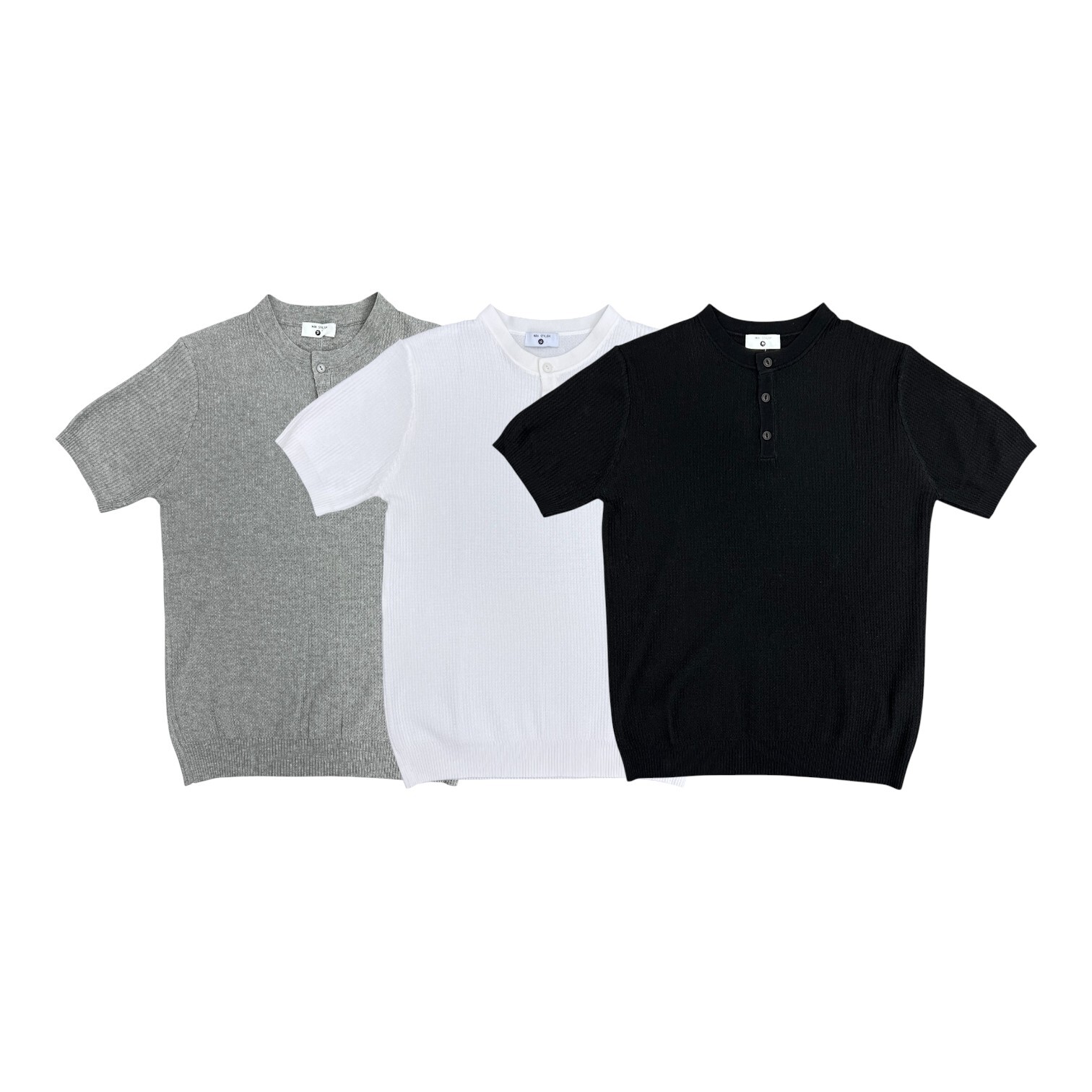 《S.V》貼身彈性百搭亨利領短T