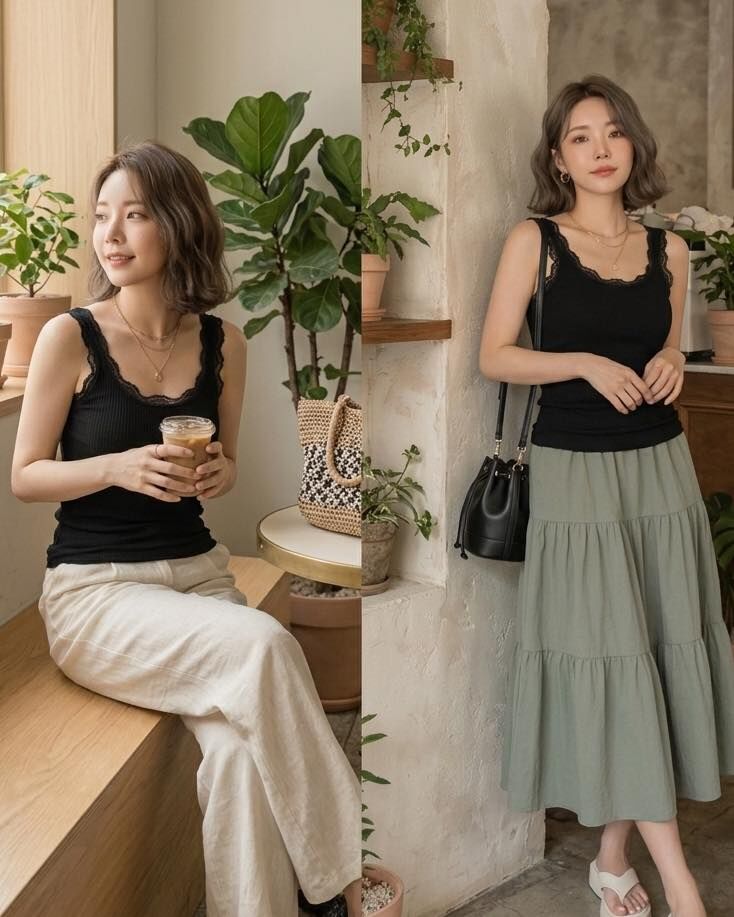 【性感小女人的肩帶蕾絲拼接背心】（現貨）