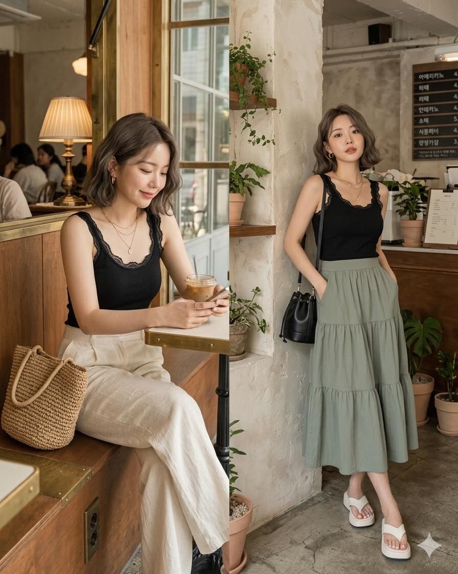 【性感小女人的肩帶蕾絲拼接背心】（現貨）