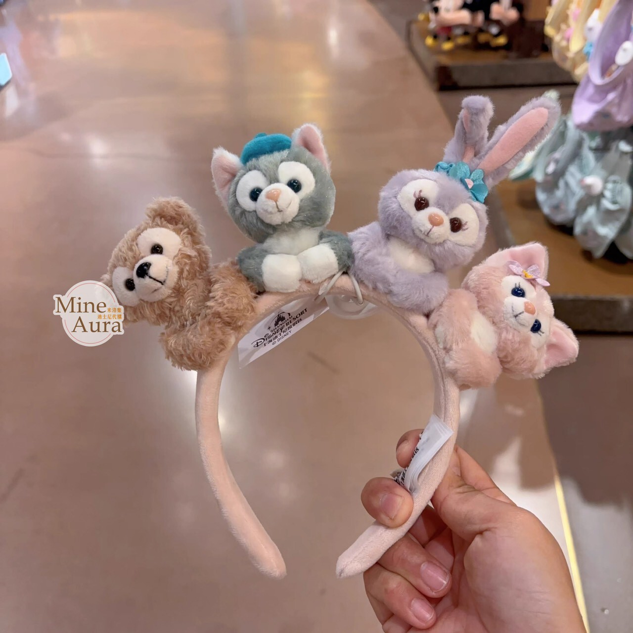 達菲 Duffy 排排站 絨毛 趴趴 造型 髮圈 髮箍 -上海迪士尼樂園