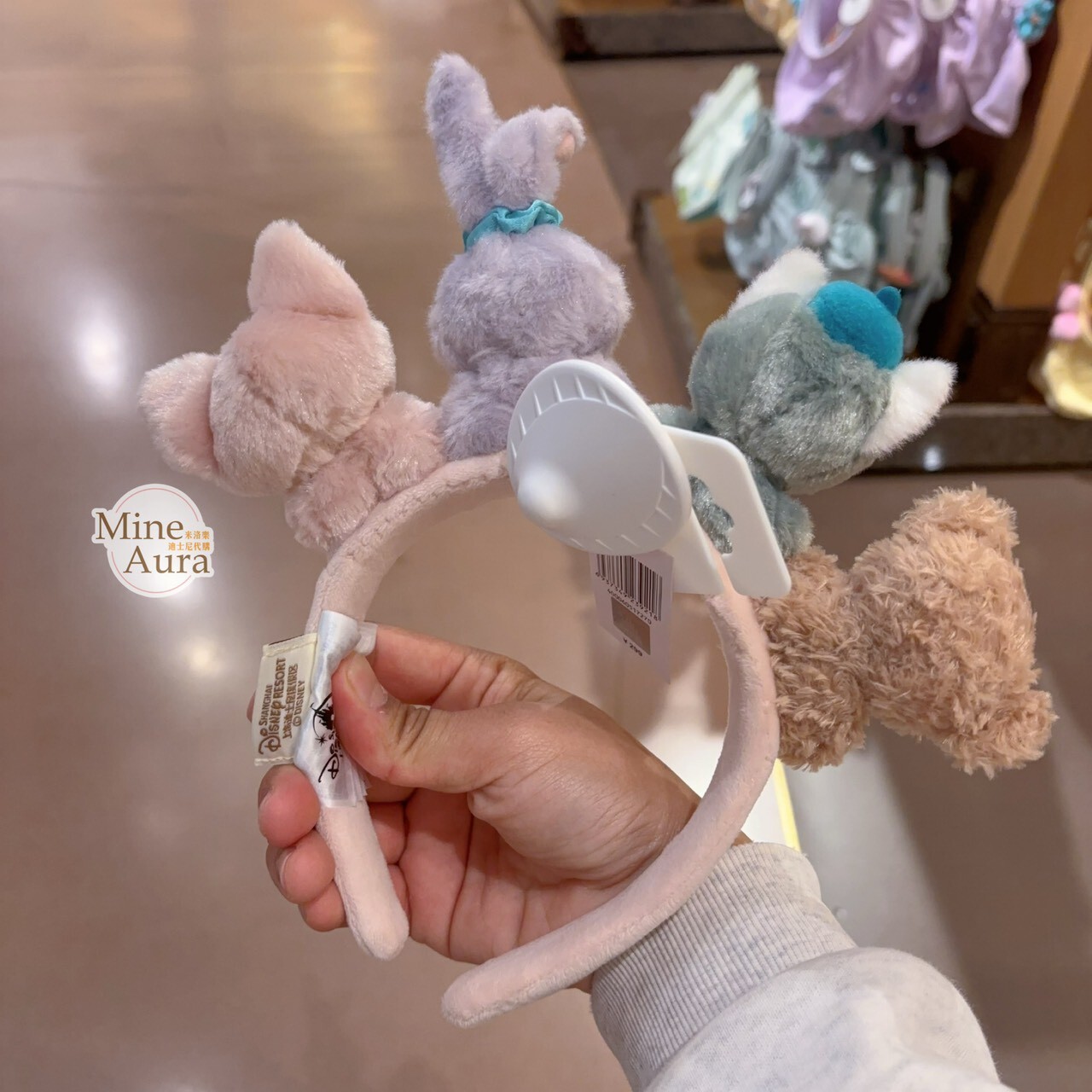 達菲 Duffy 排排站 絨毛 趴趴 造型 髮圈 髮箍 -上海迪士尼樂園