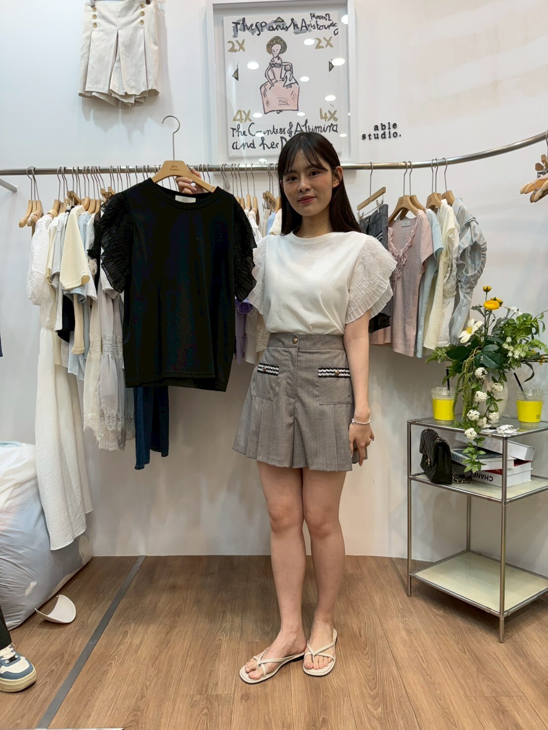 AS6109 百褶紗袖Tee