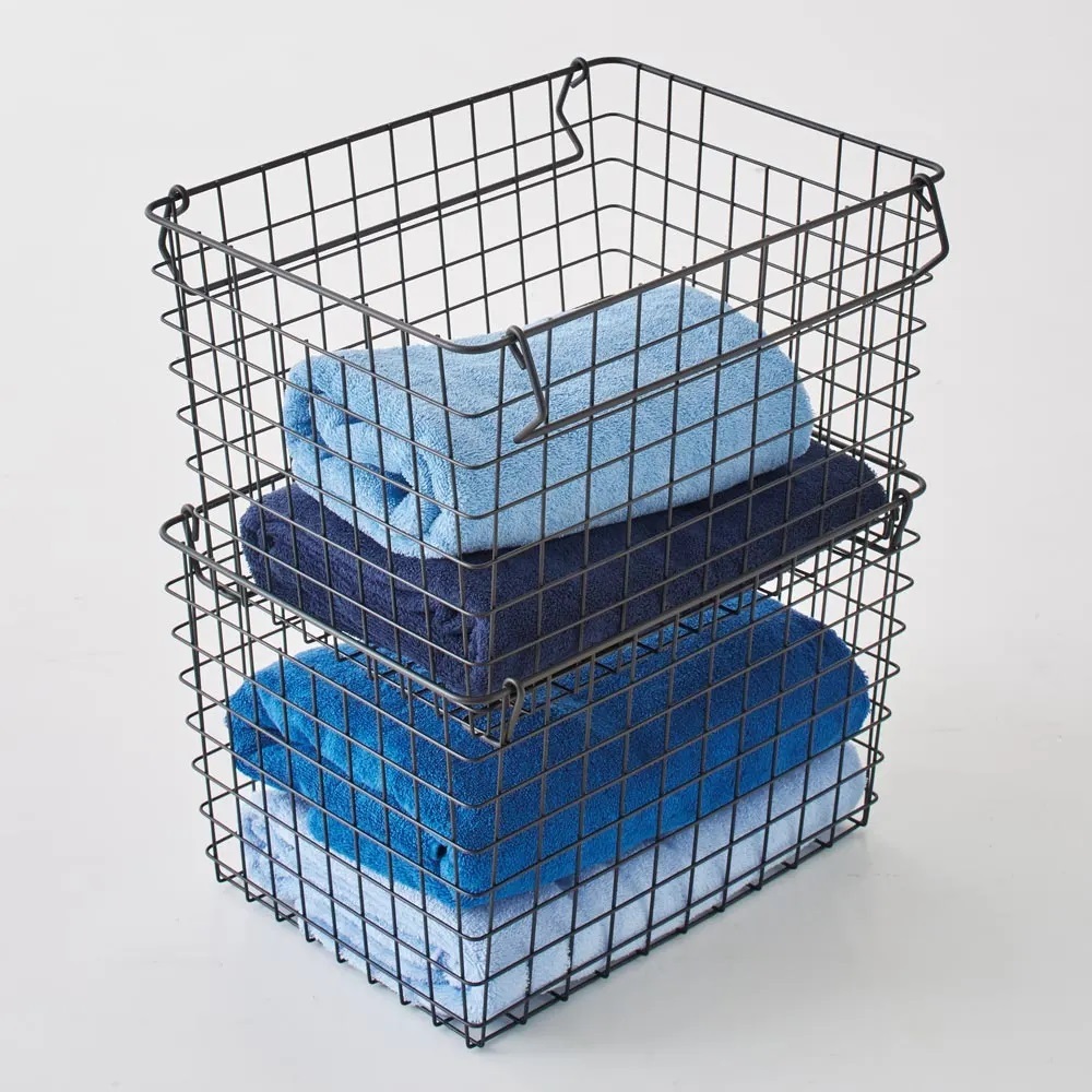 Brooklyn Series鋼製洗衣收納籃2入組 黑色