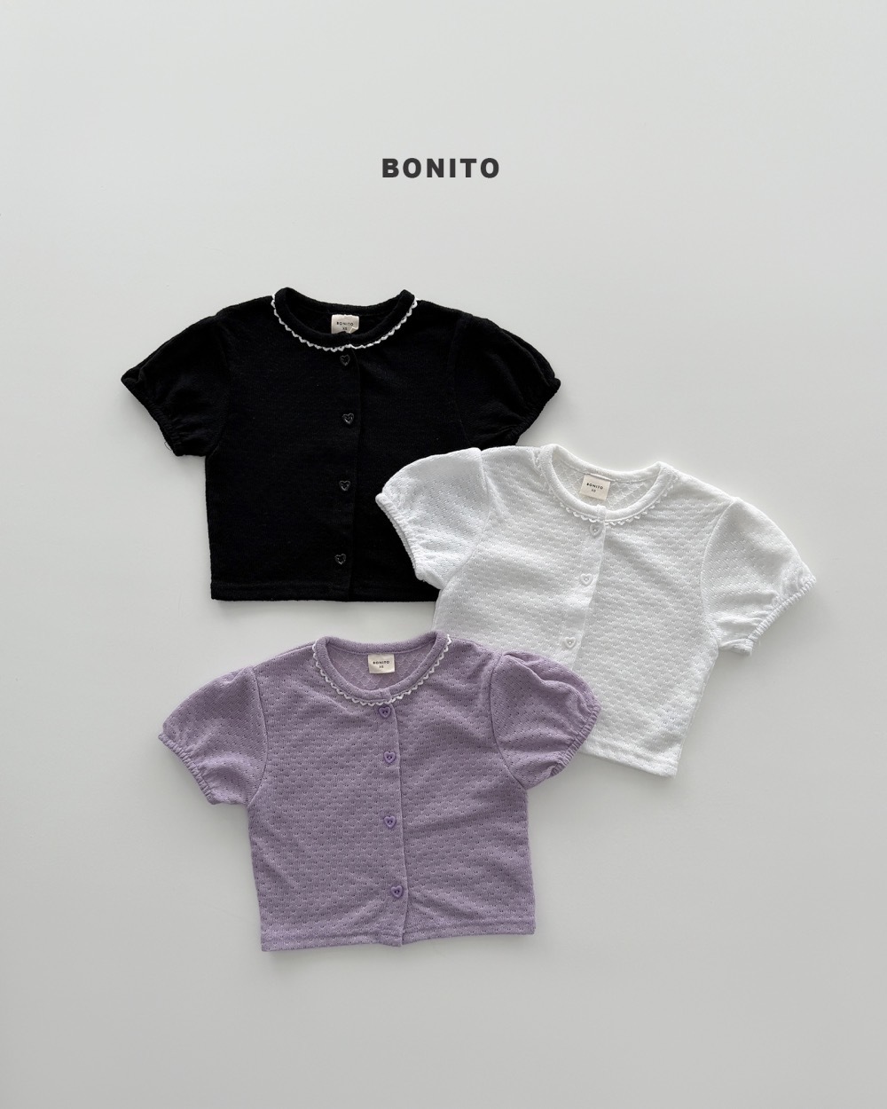 Bonito 公主愛心釦透氣開衫 / 3色
