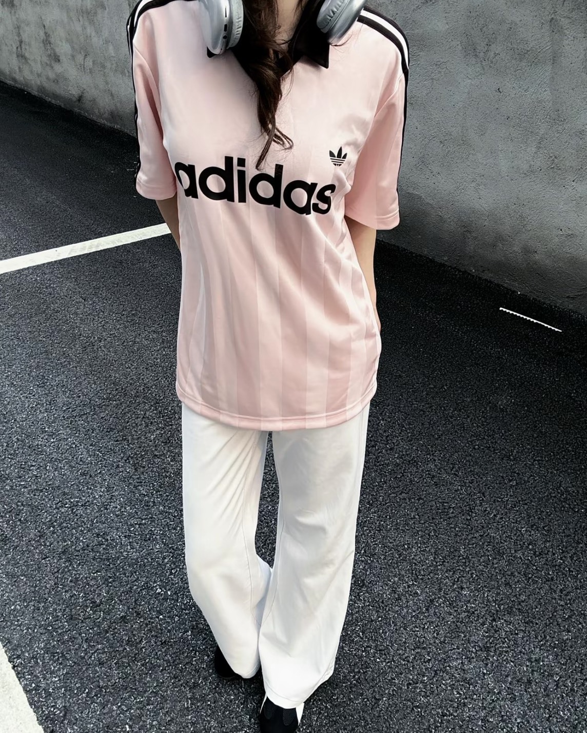 Adidas 粉棕 Archive Collar Engineered Jersey 小V領 短袖上衣 球衣