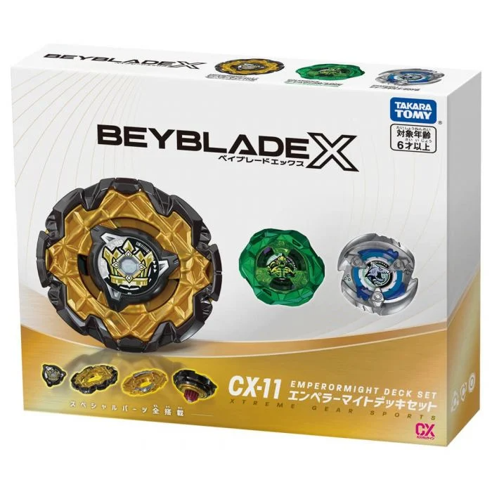 Takara Tomy 爆旋陀螺X - CX-11 甲板套裝 (帝皇霸權 HOp, 魔像巨石 M-85HN, 烈鯊鰓刃 5-60FB)
