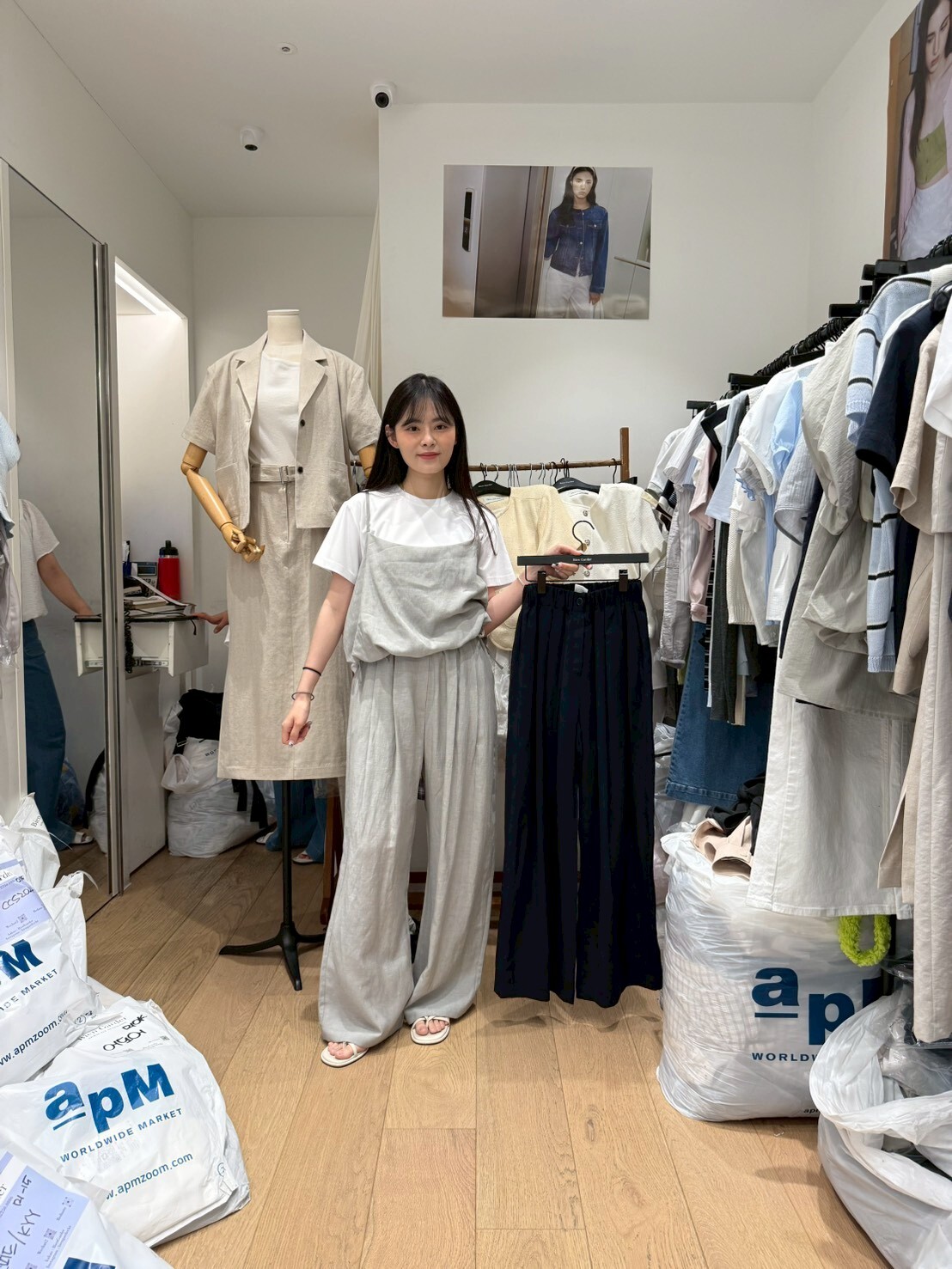 BG6103 混亞麻單扣休閒褲