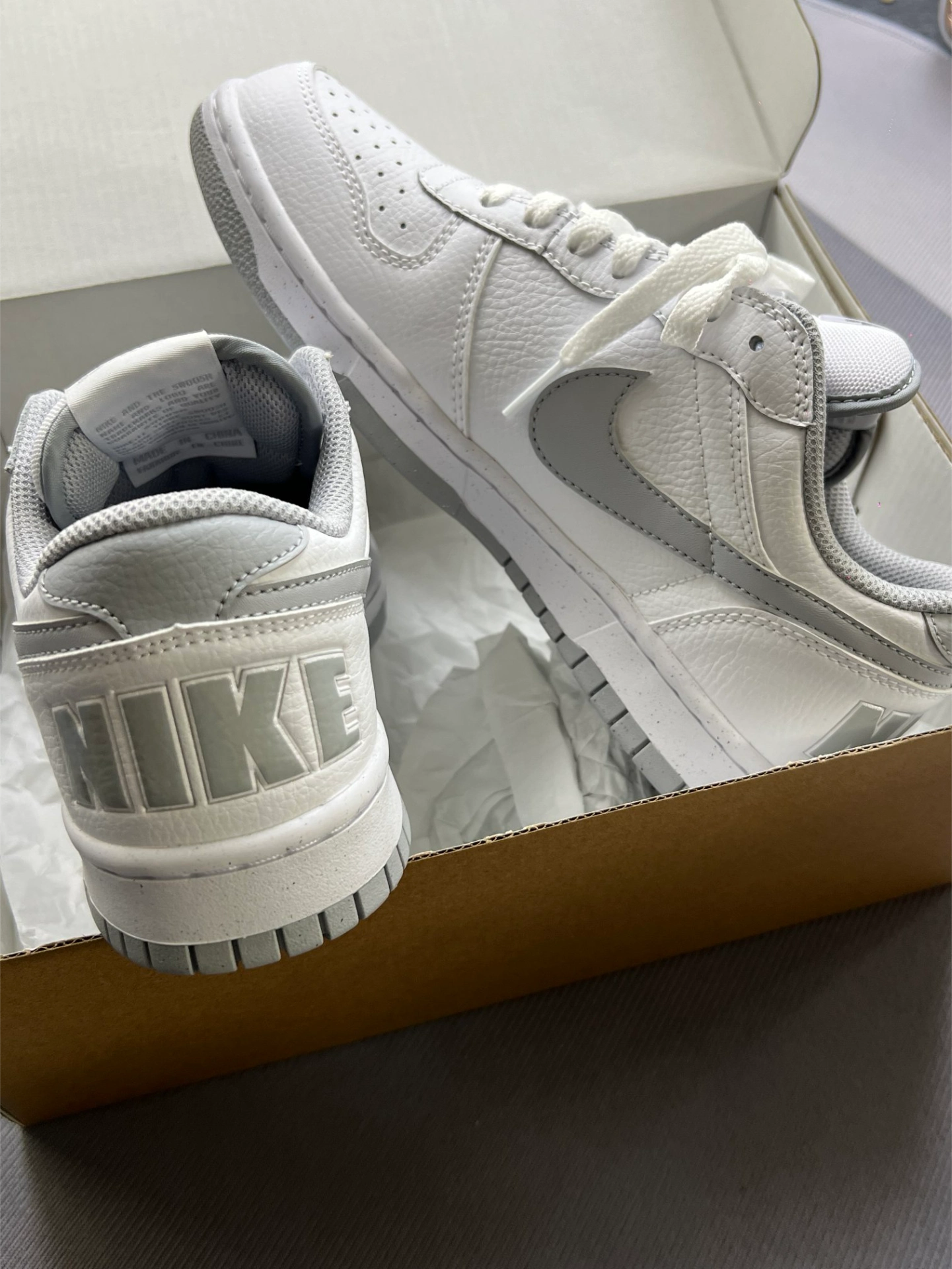 代購-Nike Big Low 皮革 白灰 板鞋 男款 355152-106