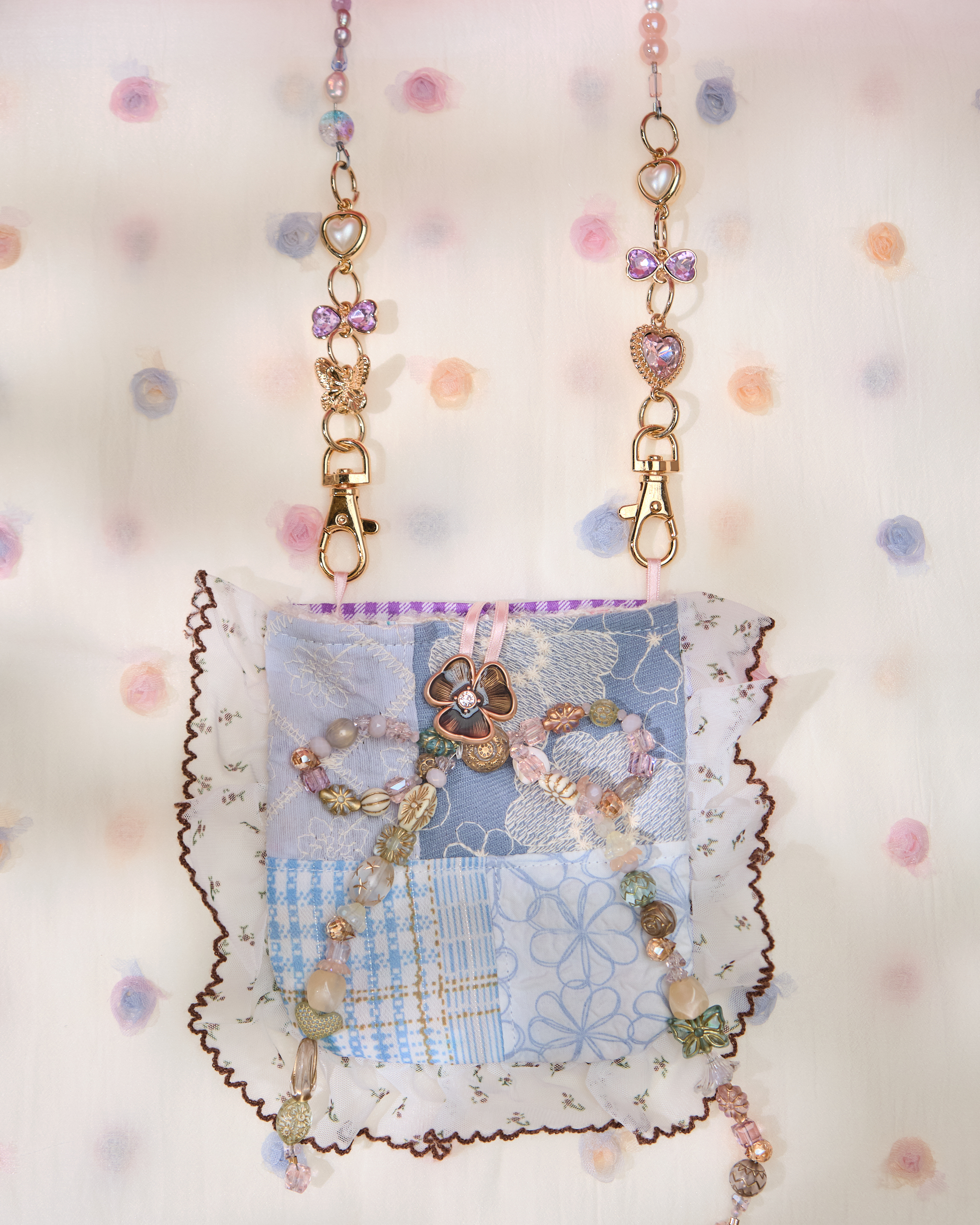 13605 Adorable Mini Patchwork Crossbody Bag with Multi-Use Strap/Waist Chain/ Bracelet