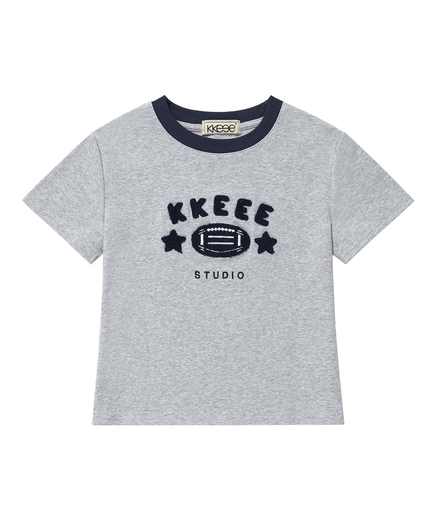 KKEEE 橄欖球星 布克蕾刺繡短版短袖T恤 21569