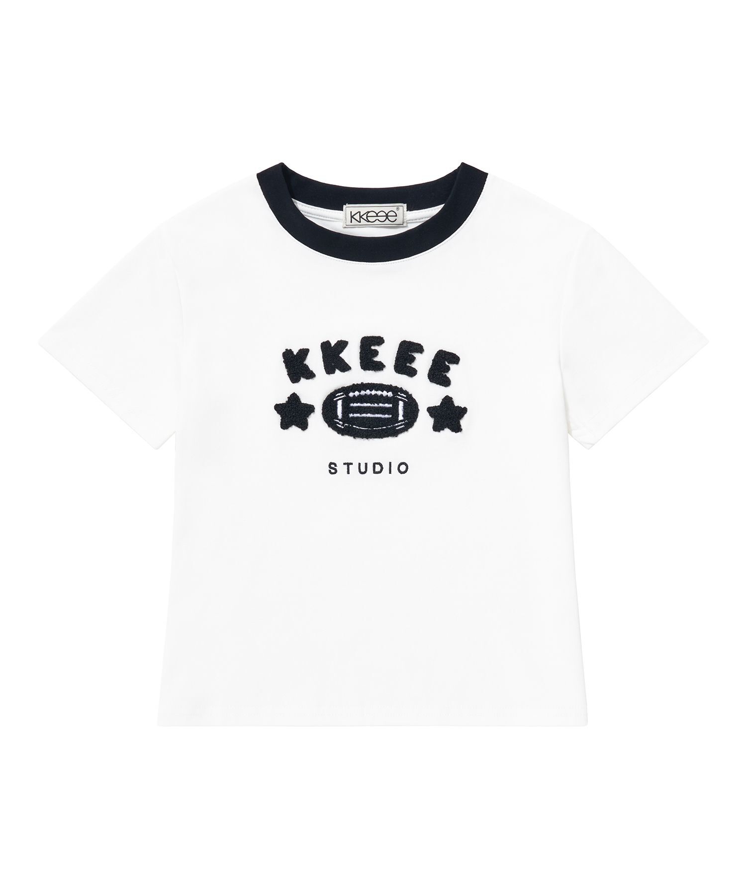 KKEEE 橄欖球星 布克蕾刺繡短版短袖T恤 21569