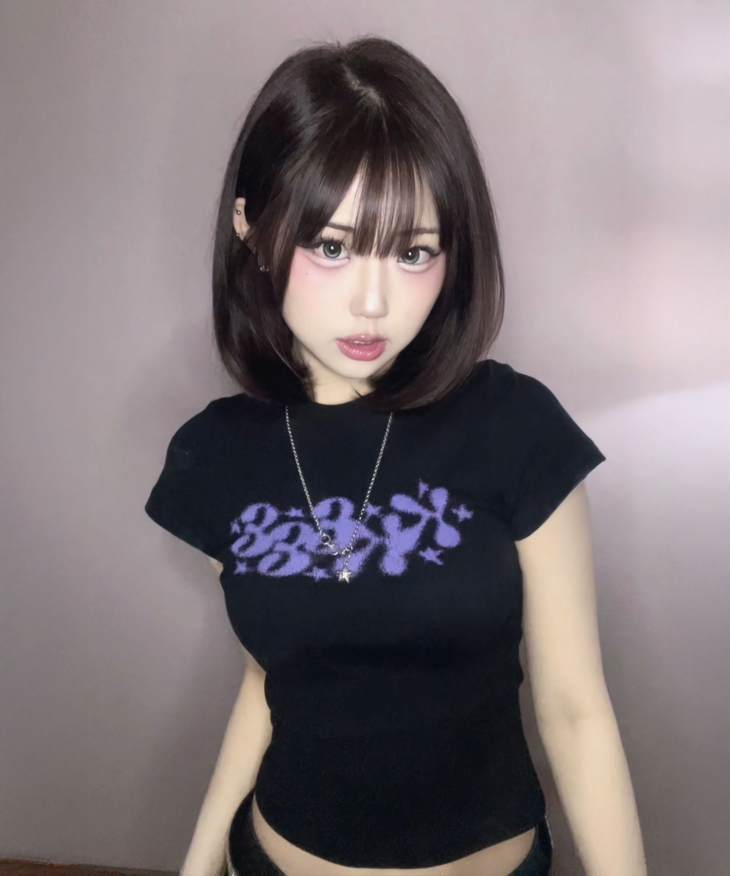 KKEEE 噴霧閃耀修身短袖T恤 9515
