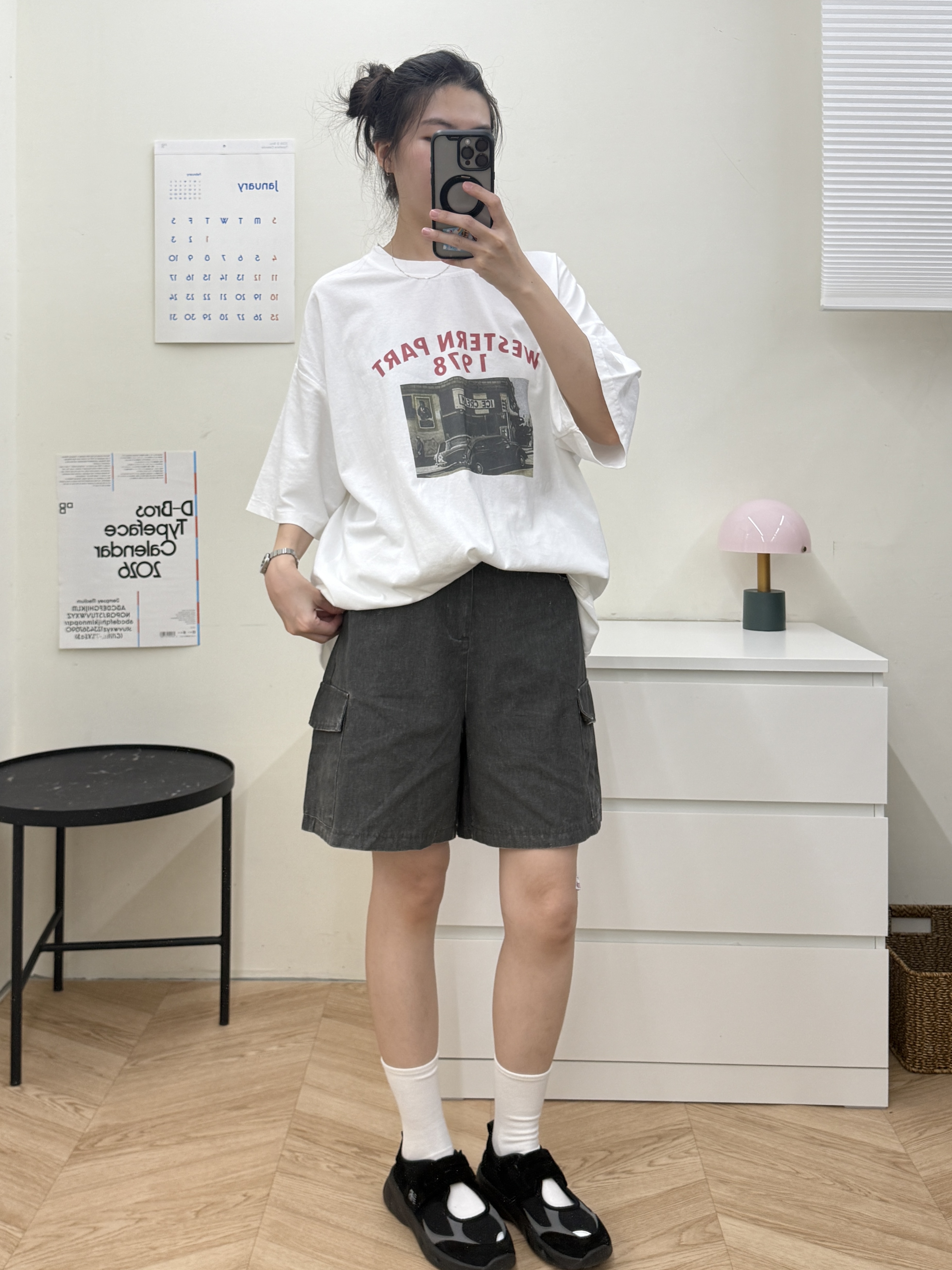 水洗工裝四分褲*2色