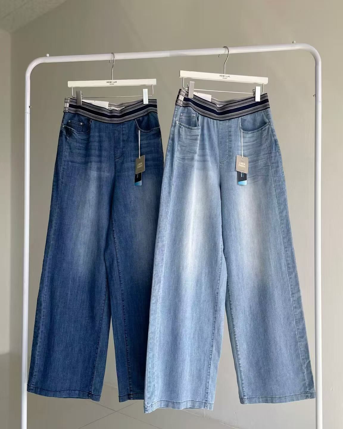 HL6033 橡筋腰水洗牛仔褲