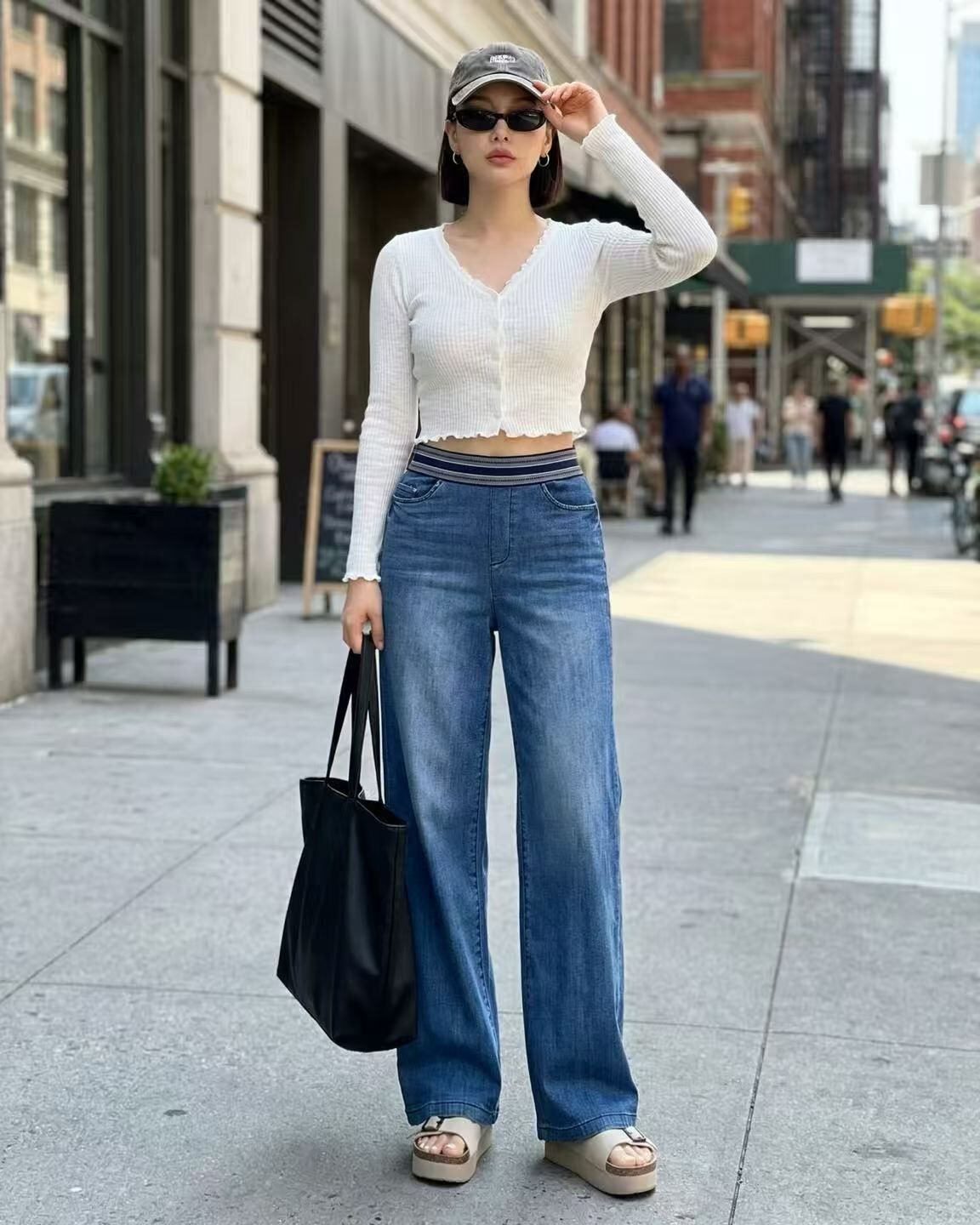 HL6033 橡筋腰水洗牛仔褲