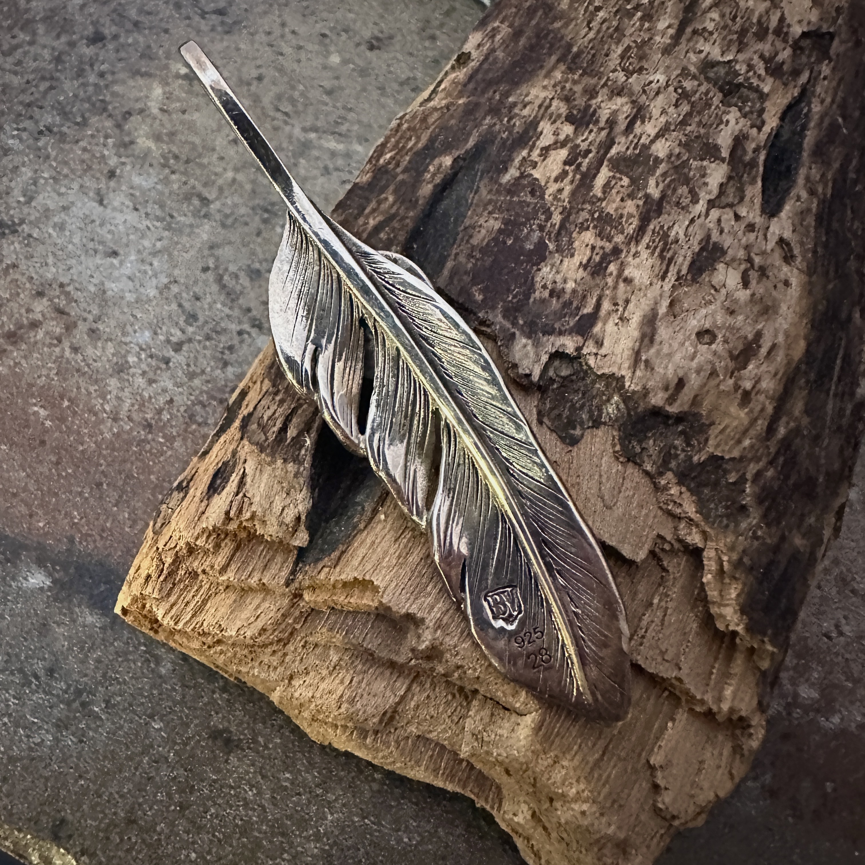 *L(7cm)鑲Nacozari松石銀羽