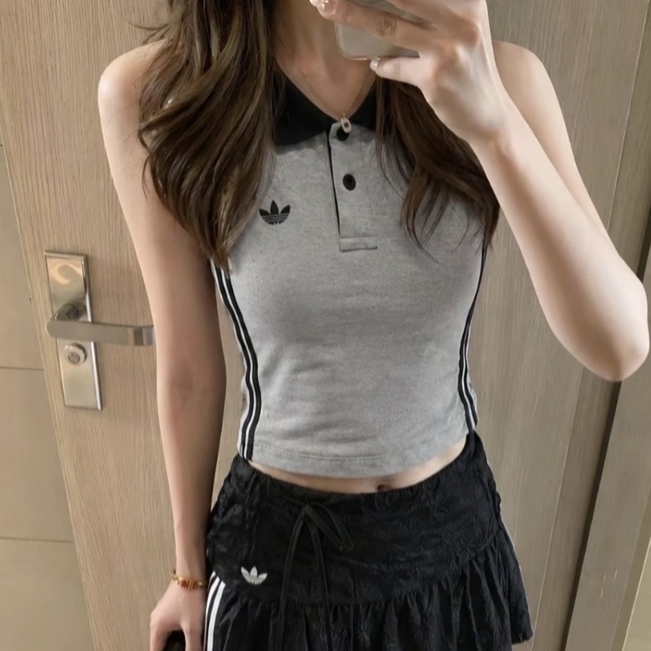 ADIDAS ORIGINALS POLO TANK TOP 針織 灰色無袖背心 三葉草 愛迪達 KY5694
