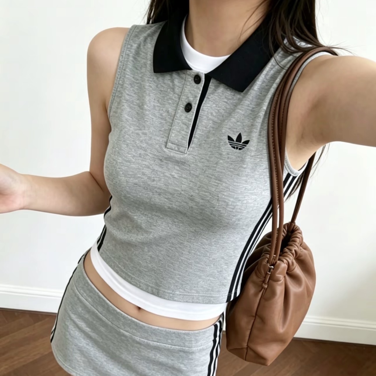 ADIDAS ORIGINALS POLO TANK TOP 針織 灰色無袖背心 三葉草 愛迪達 KY5694