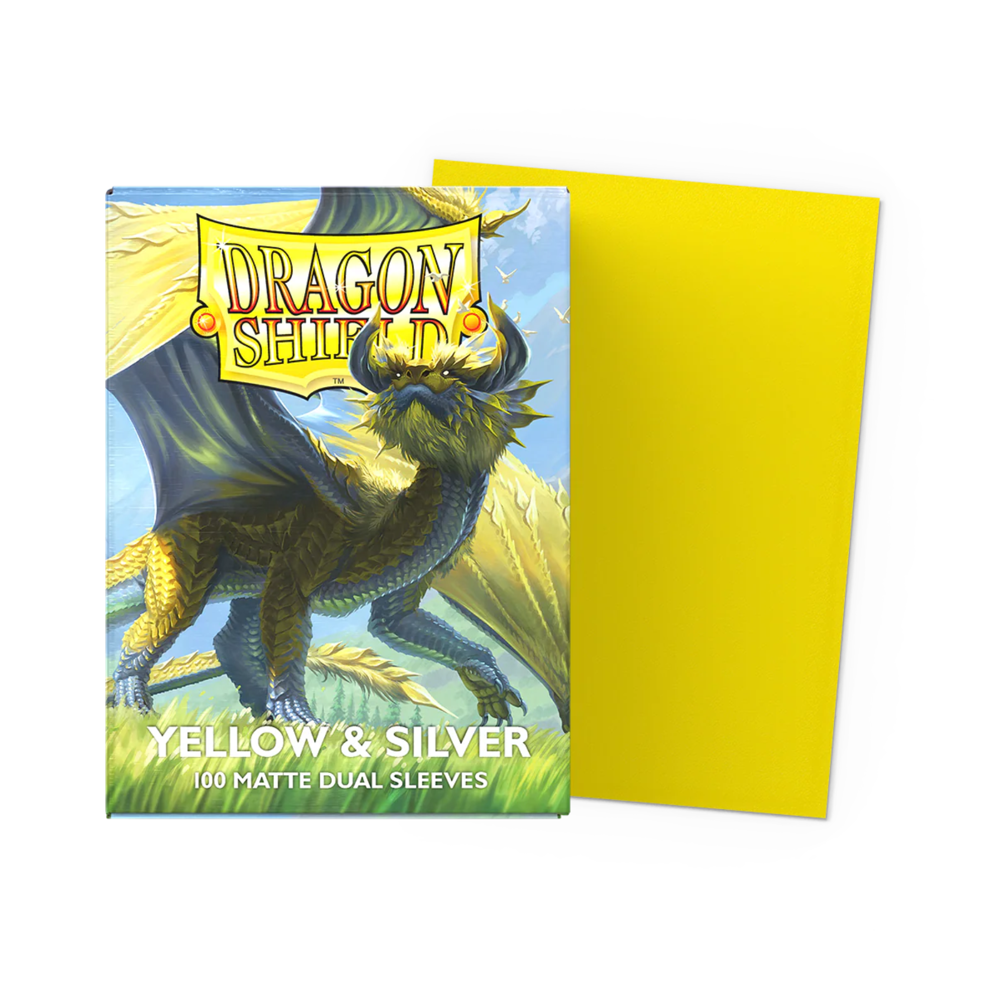 Dragon Shield - 100 Deck Protector Sleeves - Standard Size - Matte Dual - Yellow & Silver - AT-15071