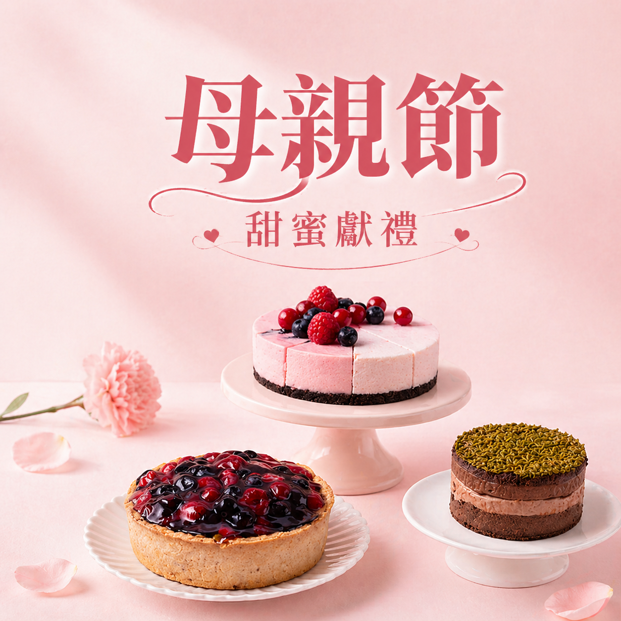母親節1+1免運活動｜杜拜巧克力乳酪塔（4吋）+自選熱門蛋糕（6吋）