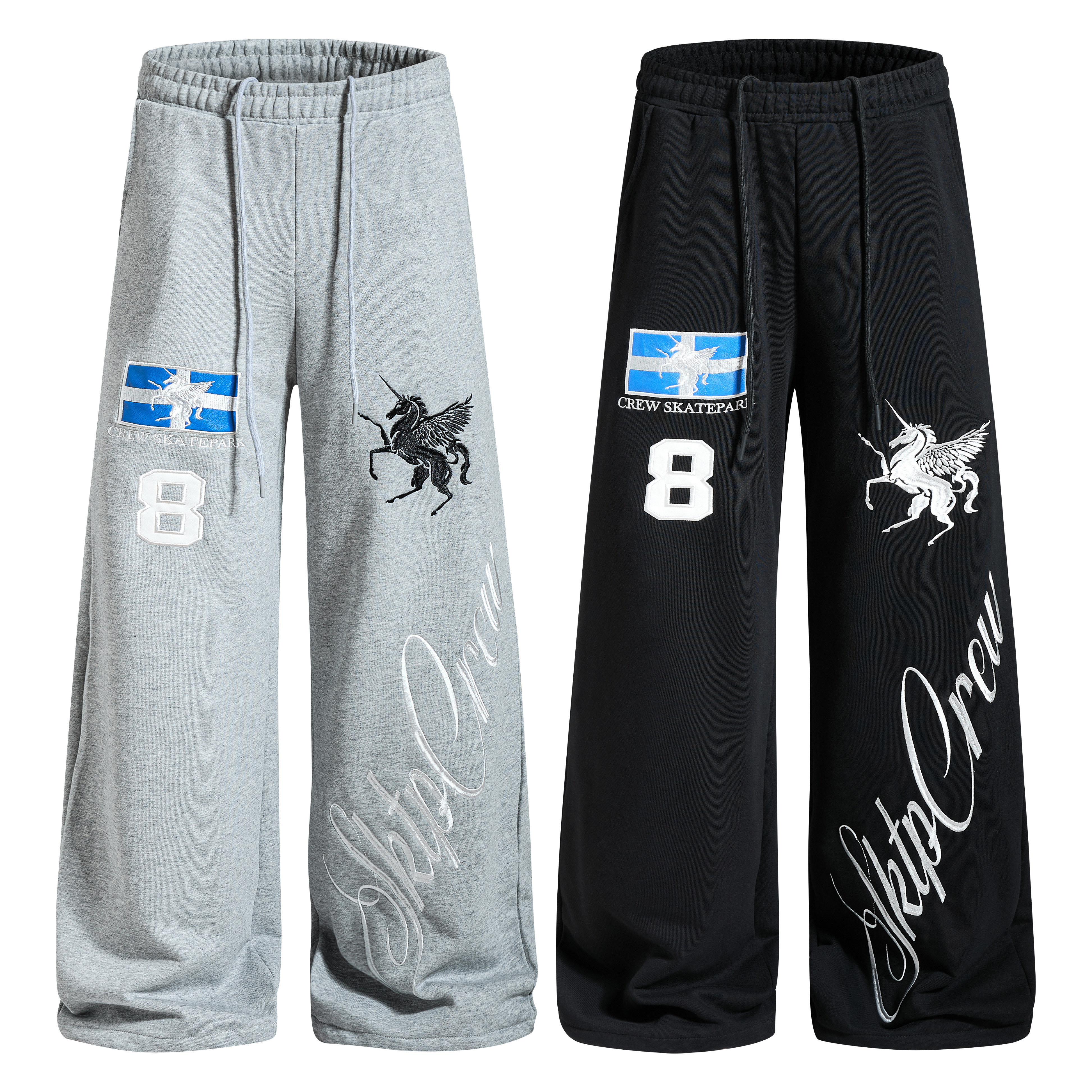 《S.V》刺繡飛馬棉寬褲