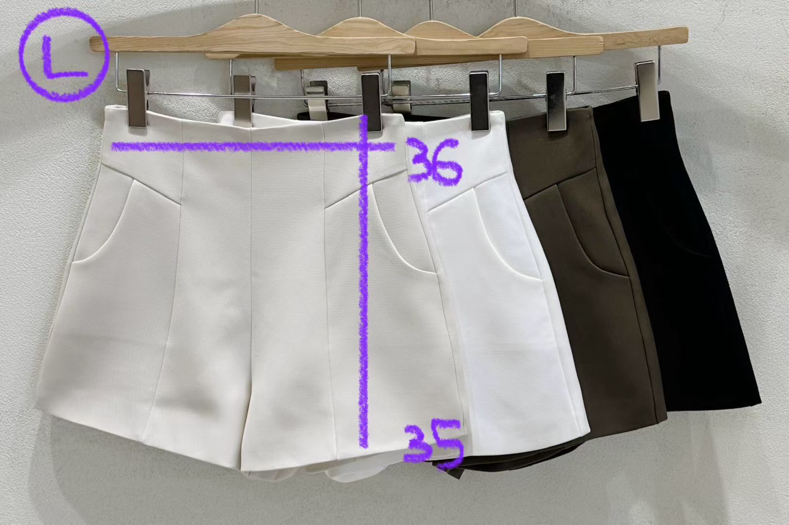 SU6153 後拉鏈壓褶高腰顯瘦西裝短褲