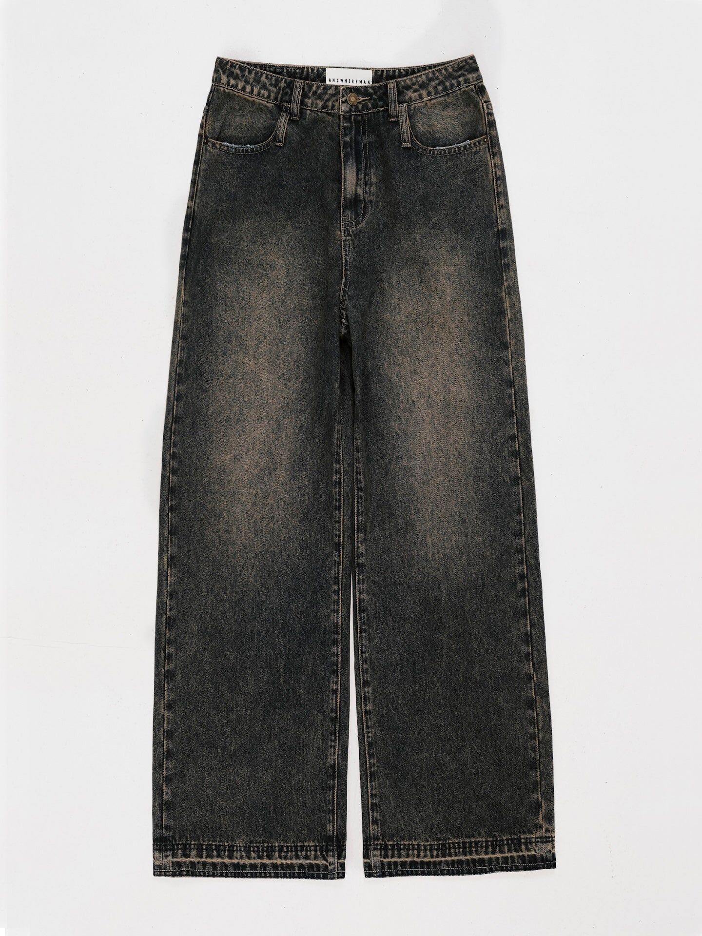 ANOWHEREMAN｜Relax Washed Denim Jeans (Brown)