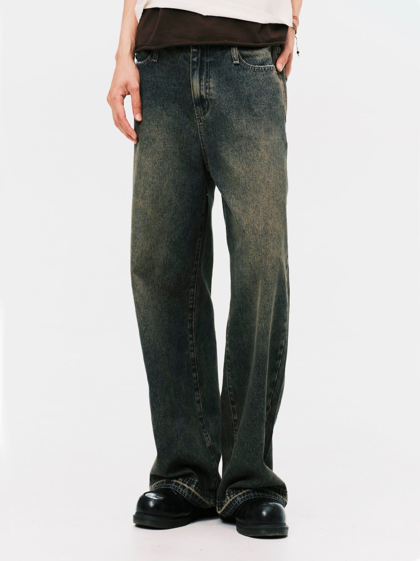 ANOWHEREMAN｜Relax Washed Denim Jeans (Brown)