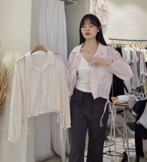 SU6163 紋路感橫間短襯衫