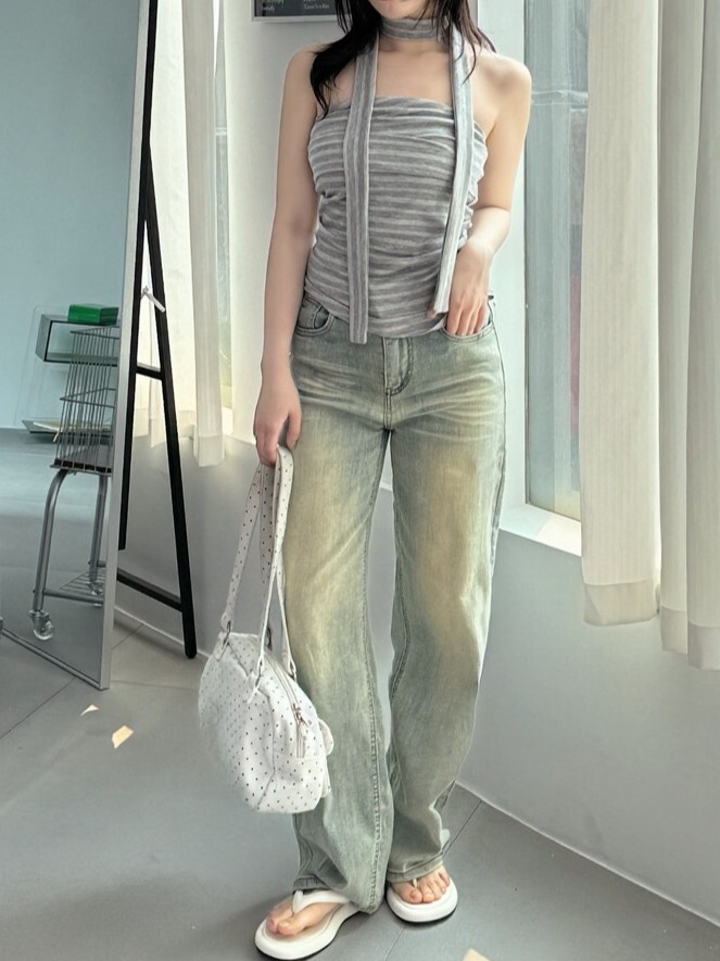 基礎哲學 經典直筒牛仔長褲