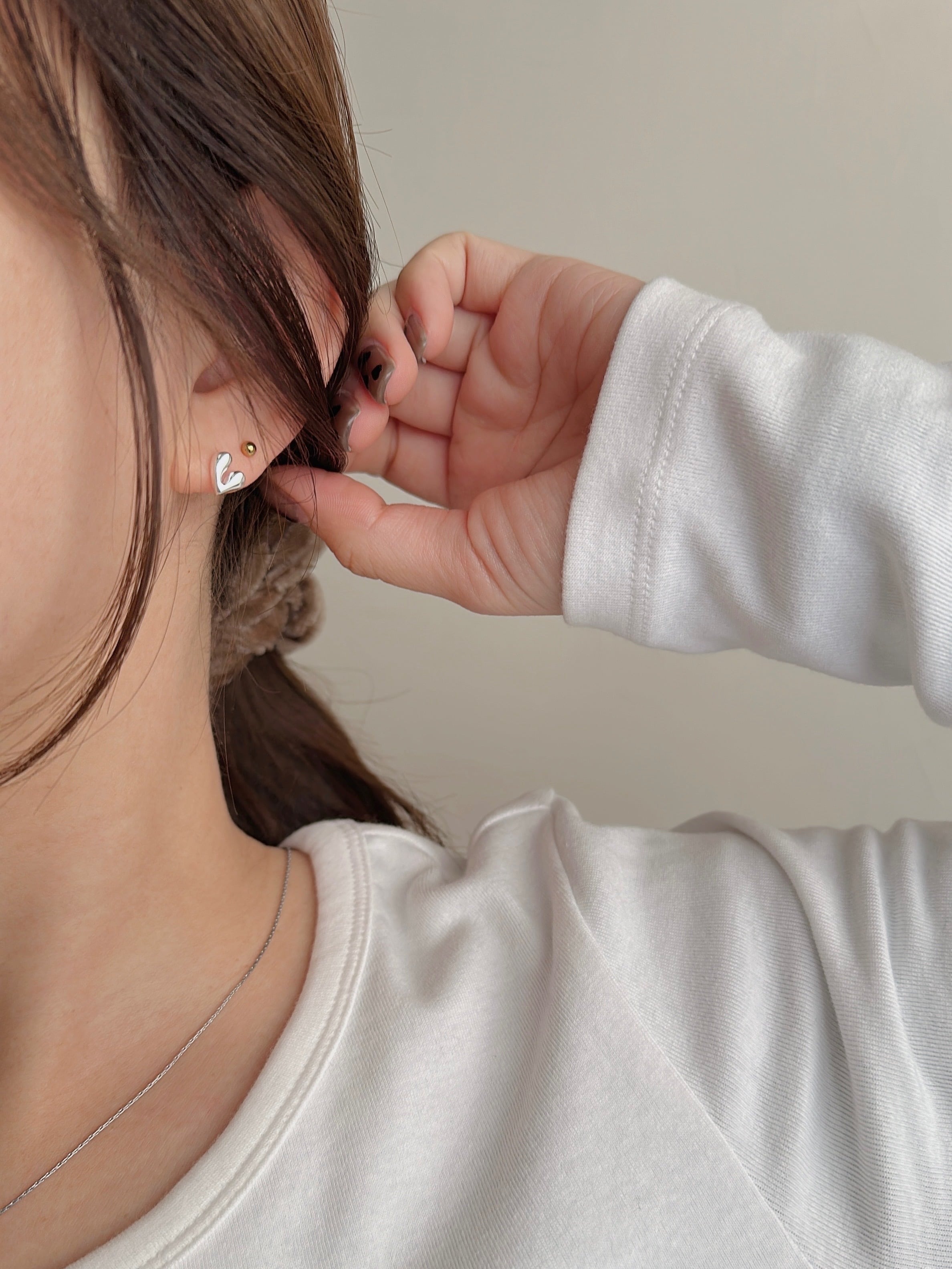 S925 chunky heart pierce