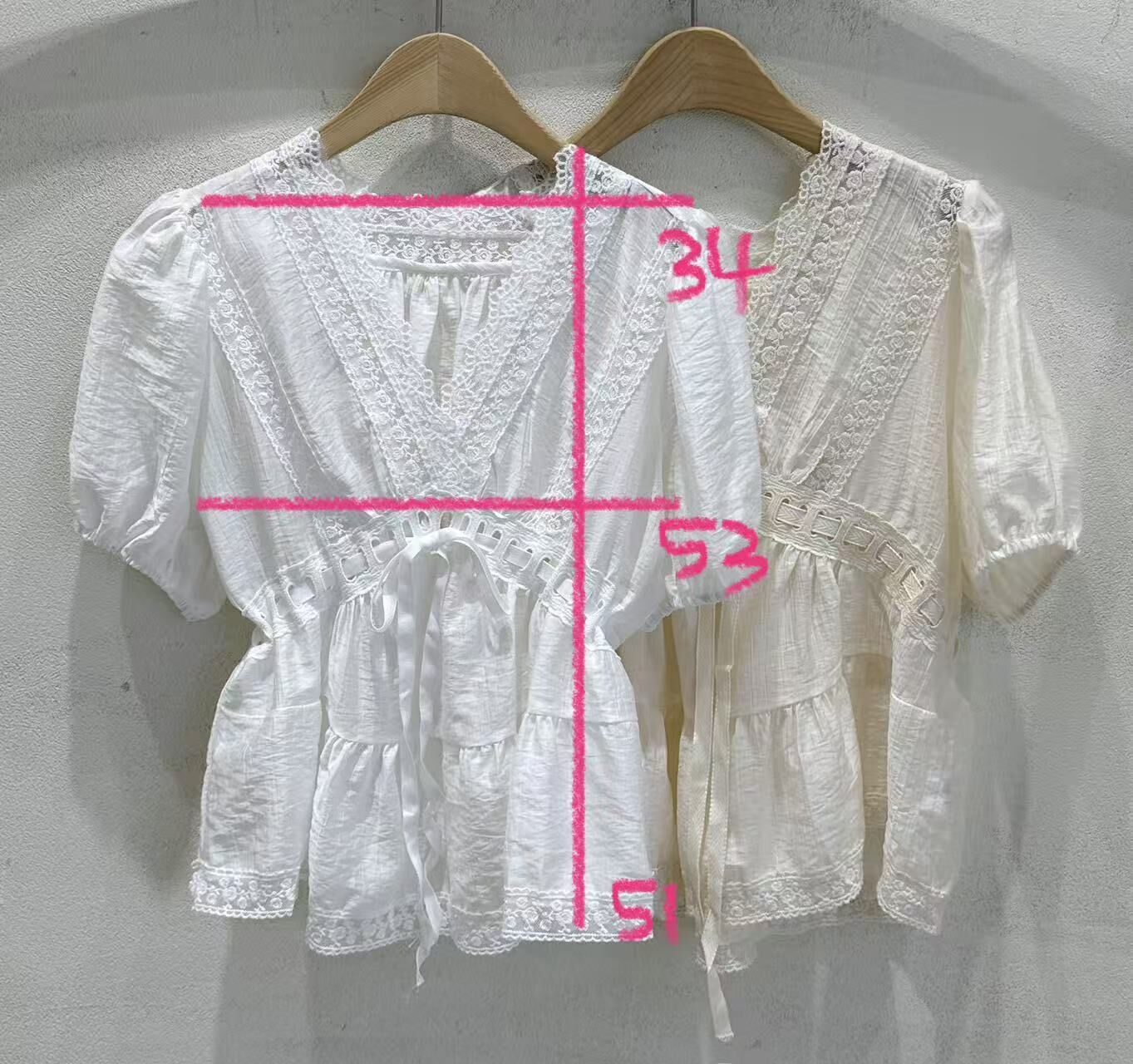 SU6161 鈎花圍邊雪紡上衣