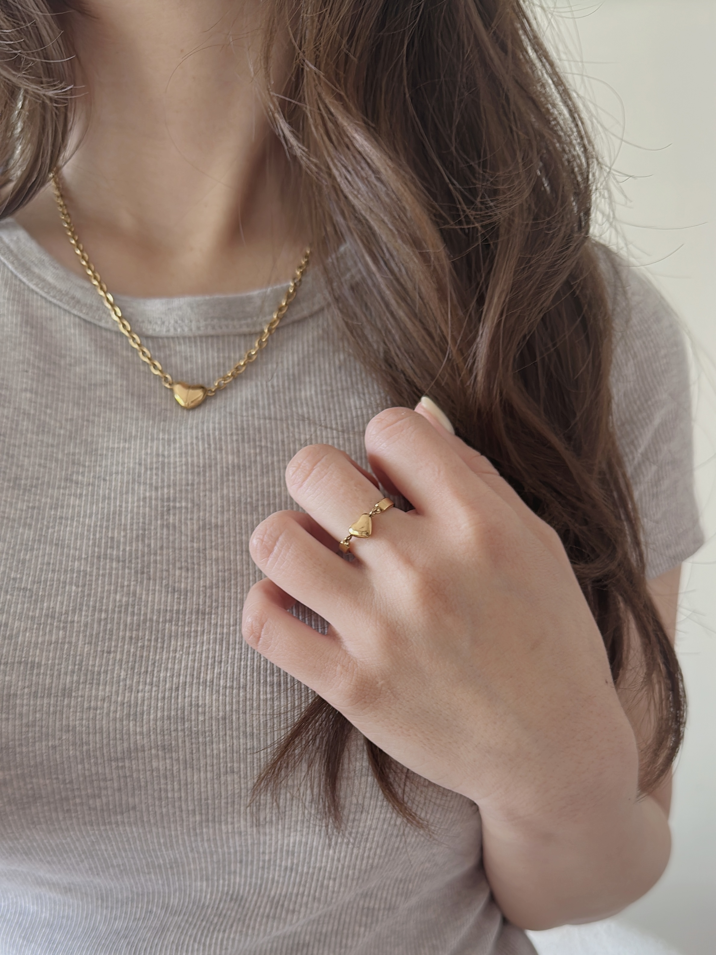 SS heart bangle ring