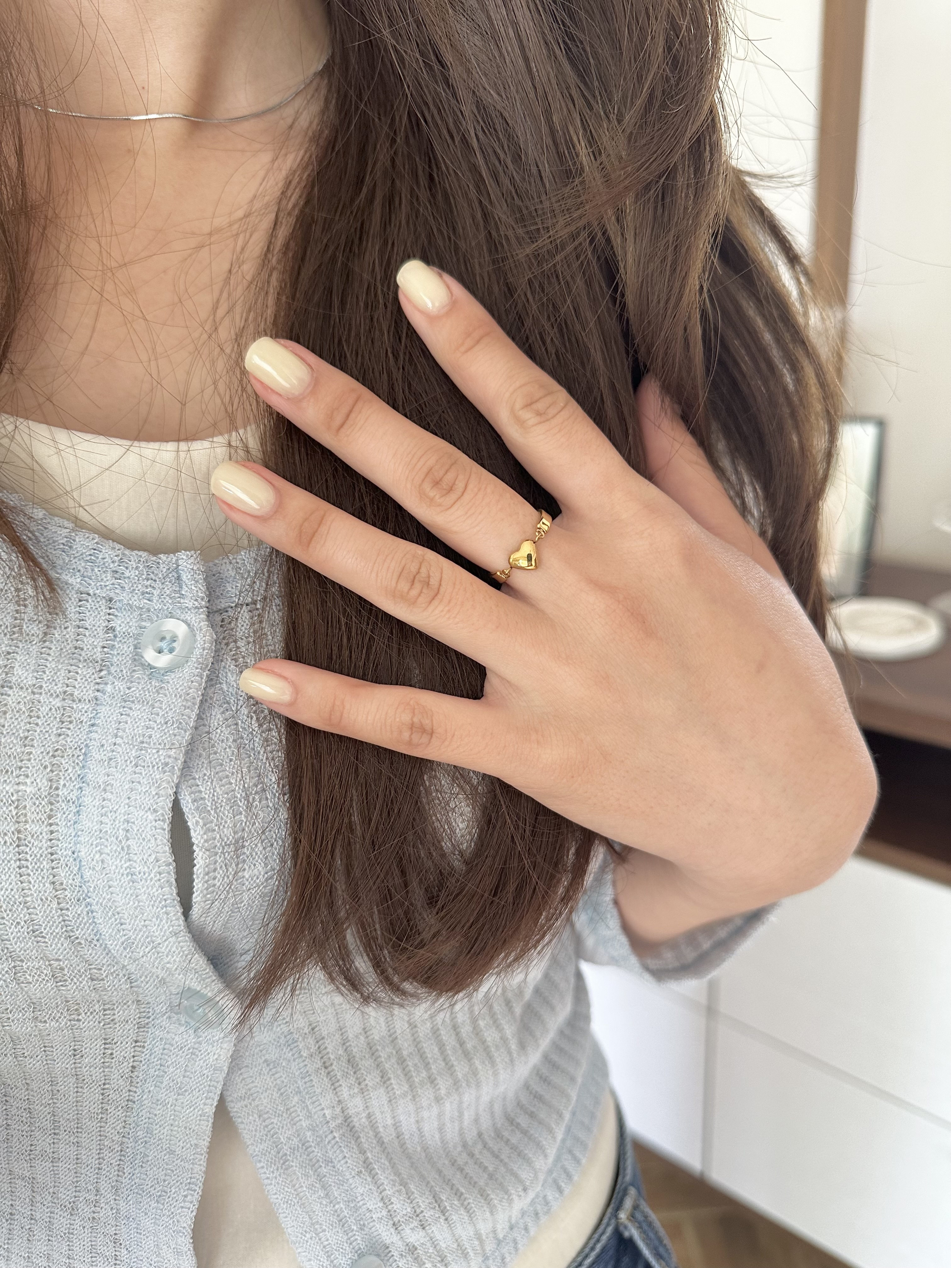 SS heart bangle ring